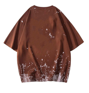 เสื้อยืดผู้ชายทรงหลวมสไตล์สตรีทแวร์ ไหล่ตก พิมพ์ลายพัฟฟ์ แนวฮิปฮอป หรูหรา สบายๆ - Product Image 2
