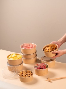 Bol alimentaire jetable biodégradable en papier kraft de 32 oz, le plus vendu, avec couvercle sécurisé pour la livraison, idéal pour les salades, les soupes et les repas gastronomiques - Product Image 4