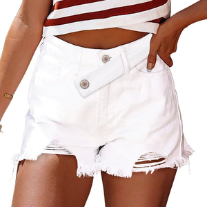 Shorts en jean délavé de haute qualité pour femme, design personnalisé élégant, collection été 2026, shorts en jean déchiré pour femme - Product Image 4