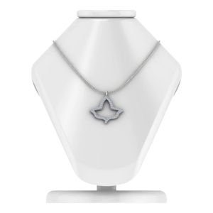 Large Silver Leaf <b>Necklace</b> White Crystal Pendant Women Elegant Fashion Jewelry <b>Statement</b> <b>Necklace</b> Gift Accessory Daily Wear - Product Image 2