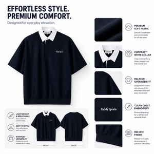 Polo pour homme à col contrasté avec logo personnalisé, de haute qualité, à manches courtes, en coton, style rugby, décontracté, streetwear - Product Image 5