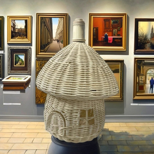 Decoración Ecológica de Ratán Blanco en Forma de Hongo para Restaurantes, Hoteles, Resorts y Oficinas - Product Image 1