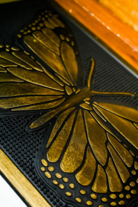 Luxury Antique <b>Gold</b> Butterfly Rubber Pin Door Mat Heavy Duty Outdoor Anti-Slip Entrance Welcome Mat - Product Image 3