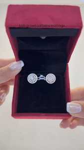 Boucles d'oreilles clous halo en diamant de laboratoire rond 1 carat : Bijoux de mariée en or blanc 14 carats - Product Image 6