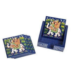 แผ่นรองแก้วไม้มะม่วงเพ้นท์มือขายส่ง |   ลวดลายโบฮีเมียน |   โมราบาดาบัด - Product Image 2