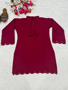 Women's Purple <b>Silk</b> Kurta With White <b>Palazzo</b> <b>Pants</b> Loose Fit Casual Wear Indian Pakistani Style All Seasons - Product Image 3
