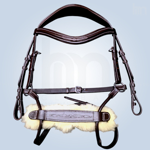 Brida Anatómica Premium de Cuero Marrón para Caballo con Narquera Acolchada de Piel de Oveja de Fácil Desmontaje y Costuras Decorativas - Equipo de Salto al por Mayor - Product Image 1