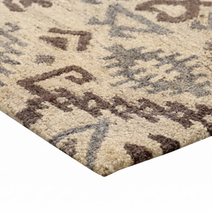 Tapis géométrique tribal beige brun, tapis ethnique à motifs de diamants et de symboles pour salon, chambre et intérieurs d'hôtel - Product Image 5