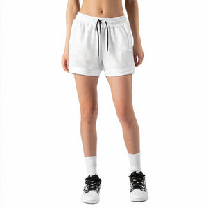 Shorts en maille personnalisables pour femme, 100 % polyester, style urbain, avec cordon de serrage à la taille - Product Image 2