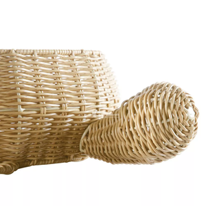 Handmade Faux Wicker Storage Basket, Woven <b>Turtle</b>-Shaped Basket, Durable Rattan Organizer for Kids Room, Desktop & Home Decor - Product Image 3