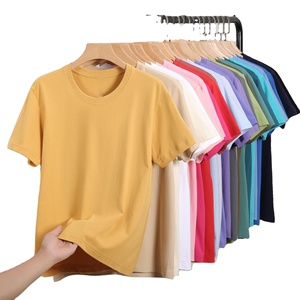 China Bangladesh factory price Trendy Brand Inner Wear 230g Heavyweight Couple Pure Cotton Multi-Color Loose Half-Sleeve T shirt - Product Image 1
