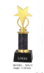 Trophée étoile avec finition plaquée or et base en bois noir, modèle 588, en métal moulé sous pression, prêt pour les sports et les jeux - Product Image 5