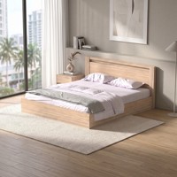 Modernes 2245 Queen-Size-Panelbett aus Holzwerkstoff mit Matratzenunterlage und gerahmtem Kopfteil für das Hauptschlafzimmer