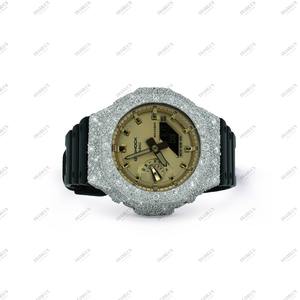 Montre à quartz avec lunette sertie de diamants naturels, halo flamboyant, modèle premium, argent, unisexe, prix le plus bas jamais atteint - Product Image 3