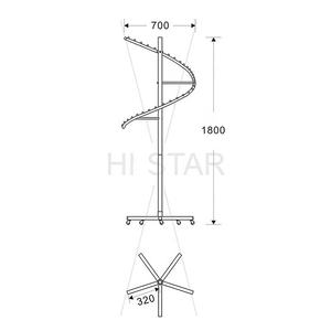 Étagère à vêtements en spirale chromée en zinc, réglable en hauteur, montage facile, 1 étagère, présentoir de vêtements pour boutique, intérieur/extérieur - Product Image 2