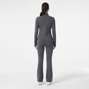 <b>Women</b> Yoga <b>Jacket</b> Full Length 3 Piece Set Flared Leg Legging Spandex Polyester Gym Fitness <b>Jacket</b> Racerback Bra Set Ladies - Product Image 3