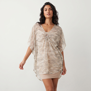 Vestido de playa transparente de camuflaje para mujer, ligero, de poliéster, con malla transparente - Product Image 2