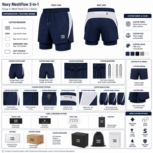กางเกงกีฬา Navy MeshFlow 2-in-1 แบบมีแผ่นระบายอากาศและซับในยืดหยุ่นพร้อมเชือกผูกเอวทรงกลางสำหรับผู้ชาย - Product Image 4