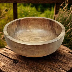 Cuenco de madera rústico elegante y sostenible de mango, hecho a mano, accesorios de madera vintage para cocina, cuencos de madera grabados para alimentos. - Product Image 1