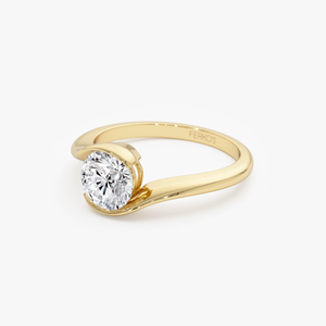 Bague de fiançailles en or jaune de qualité supérieure pour femme, sertie de diamants ronds, style classique, bijoux en pierre naturelle - Product Image 4