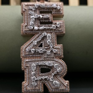 Most Selling Rose Gold Plated Pendant Necklace with Lab Created Diamond <b>Iced</b> <b>Out</b> Letter Design Unisex Hiphop Style Jewelry - Product Image 4