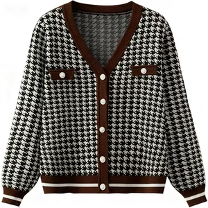 เสื้อคลุมคาร์ดิแกนยาวลายตารางเพชร สไตล์เกาหลี สำหรับผู้หญิง ฤดูใบไม้ร่วง ฤดูหนาว ดีไซน์หรูหรา ทรงหลวม ใส่สบาย ช่วยพรางหุ่น  แบบถักนิตติ้ง - Product Image 6