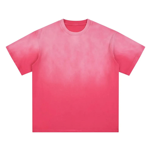 Camiseta Raglan de algodón pesado 230G con cuello redondo y manga corta para hombre, talla grande, holgada, con efecto lavado y degradado, ideal para verano, con estampado personalizado. - Product Image 1