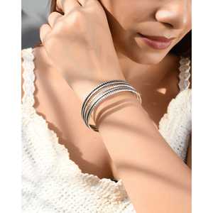 Meera Jaipur Openable Tribal Silver <b>Fine</b> <b>Bangle</b> - Product Image 2