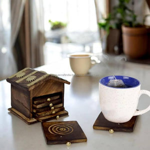 Sous-verres en bois massif découpés en forme de cœur, faits à la main, épaisseur 5 mm, style classique, décoration romantique pour la maison, cadeau - Product Image 4