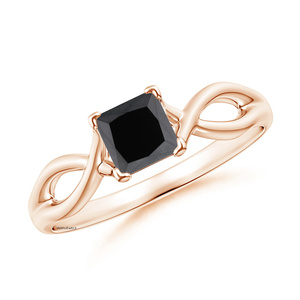 Anillo de Compromiso Minimalista con Diseño de Espiral y Diamante Negro Corte Princesa Natural para Mujer, Oro 10K 14K 18K, Plata 925 935 - Product Image 2