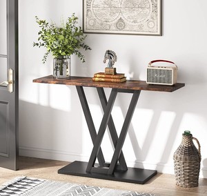 Mesa Consola Moderna de Madera con Base de Metal, Mueble Industrial para Entrada o Sala de Estar - Product Image 2