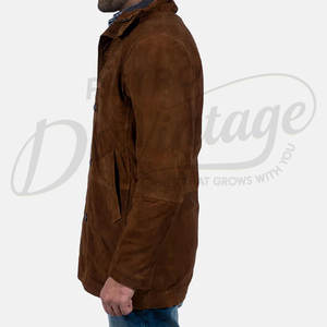 Chaqueta de Cuero de Gamuza Marrón Vintage para Hombre, Abrigo Casual Ajustado de Invierno, Prenda Exterior de Gamuza Real Premium, Abrigo Cálido de Longitud Media - Product Image 5