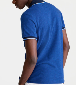Camiseta de Rugby de Algodón de Alta Calidad para Hombre, Venta al por Mayor, Nuevo Diseño, Logotipo Personalizado, Cuello y Puños en Color de Contraste, Tejido de Punto a Rayas Tipo Polo - Product Image 6