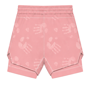 Short de bain athlétique rose corail et blanc, léger, séchage rapide, respirant, avec cordon de serrage à la taille, pour l'entraînement et la performance sportive - Product Image 2