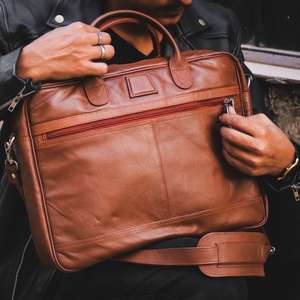 Sac pour ordinateur portable de luxe en cuir véritable fait main de qualité supérieure pour le bureau, en cuir PU, fait main, 2026 - Product Image 3