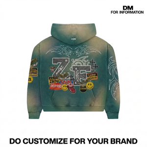 Sudadera Premium de Algodón 420 GSM con Lavado Ácido para Hombre, Color Verde Otoño, Bordado Personalizado en la Parte Delantera, Logotipo con Impresión DTF - Product Image 2