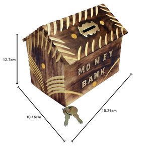 Wooden Brown Money/Piggy Bank, Money <b>Box</b>, Coin <b>Box</b> for Kids/Children with <b>Lock</b> - Product Image 3