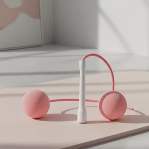 Corde à sauter rose en PU avec poignées blanches, longueur 2,5 m, corde à sauter simple portable pour l'exercice à domicile, équipement de fitness unisexe - Product Image 3