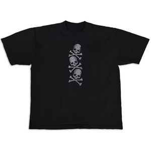 T-shirt homme en coton 100% avec crâne en strass noir, coupe ample, col rond, manches courtes, streetwear - Product Image 1