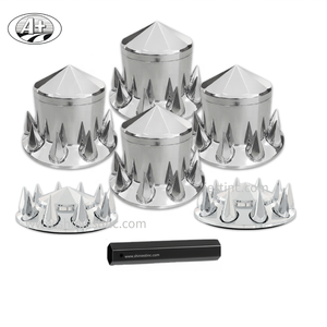 Juego de 22,5 cubiertas de rueda cromadas de plástico con punta estándar ABS para ejes delanteros y traseros de camiones y autobuses americanos - Product Image 1