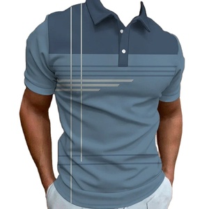 Polo con estampado de rayas de negocios a la moda, camiseta de manga corta de verano, camiseta con patrón de línea, camiseta Polo informal para hombre, ropa de talla grande - Product Image 1
