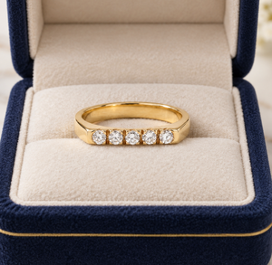 Luxury 10K 14K 18K Gold Round Diamond <b>Ring</b> Horizontal <b>Signet</b> Bar Band Stackable Eternity Wedding <b>Ring</b> Fine Jewelry <b>for</b> <b>Women</b> - Product Image 6