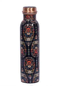 Metal <b>Copper</b> Drinkware Bottle Ayurvedic Leak Proof Lid Enamel Multi Colour Design - Product Image 2