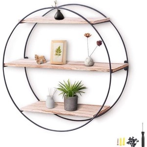 Handcrafted Unique Round Wood Slice Wall Shelf - <b>Rustic</b> Finish | Wholesale - Product Image 3