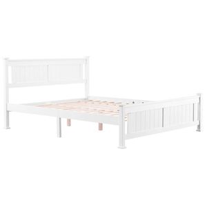 Struttura letto matrimoniale in pino bianco con pannelli verticali e costruzione in compensato - Product Image 1