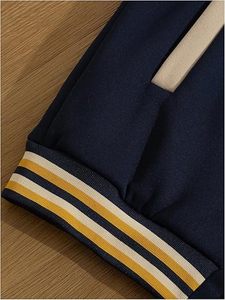Veste universitaire New York Mustangs pour homme, bleu marine et beige, avec logo NY brodé, col rabattu, coupe classique, décontractée pour l'automne - Product Image 4