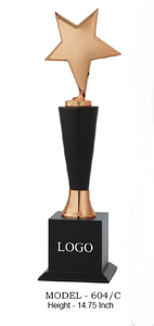 Trophée Étoile avec Base Noire et Tête Étoilée Métallisée, Portable, Gravure et Moulage pour Sports et Jeux, Modèle 604 - Product Image 6