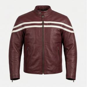 Veste en cuir de vachette véritable NAI-0469A, style motard, poches zippées, motif ventilé, veste de moto de couleur personnalisée - Product Image 1