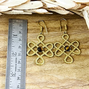 Boucles d'oreilles pendantes tendance au design bohème, nœuds tribaux en laiton, plaqué or 18 carats, géométriques, pour femmes, vente en gros/OEM/ODM - Product Image 6