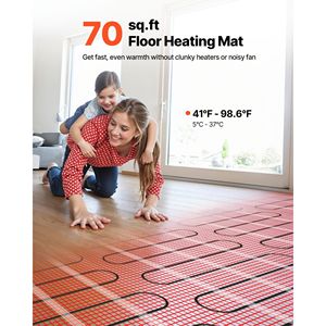 Sistema di Riscaldamento a Pavimento Elettrico Autoadesivo da 70 Piedi Quadrati, 120V, con Termostato e Controllo Intelligente - Product Image 2